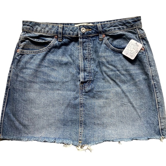 Free People Dresses & Skirts - NWT Free People Denim Mini Skirt Cotton Button Fly 29